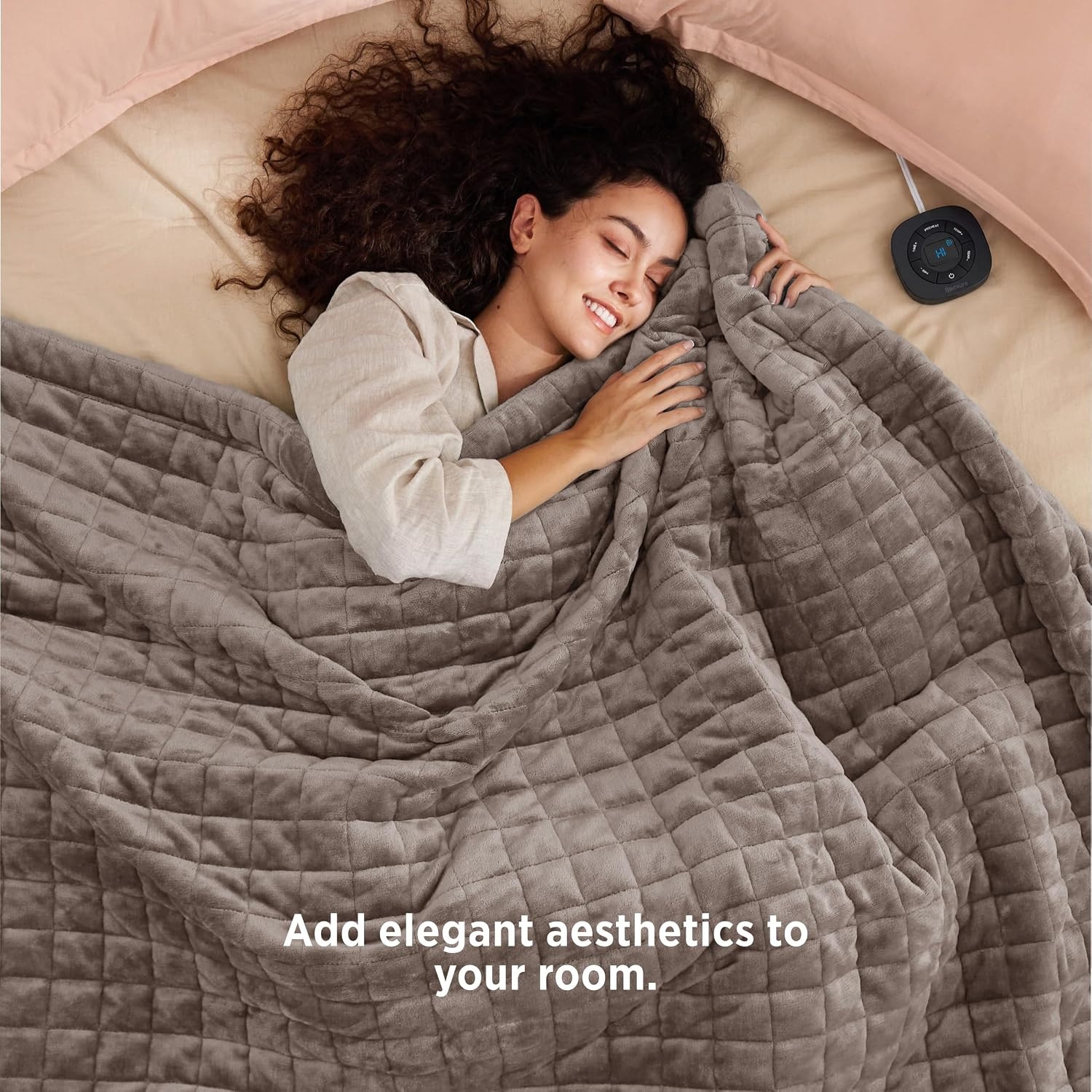 image:imageBedsure Quilted Heated Blanket Queen Size Filled for Extra Warmth Taupe05 Taupe Square