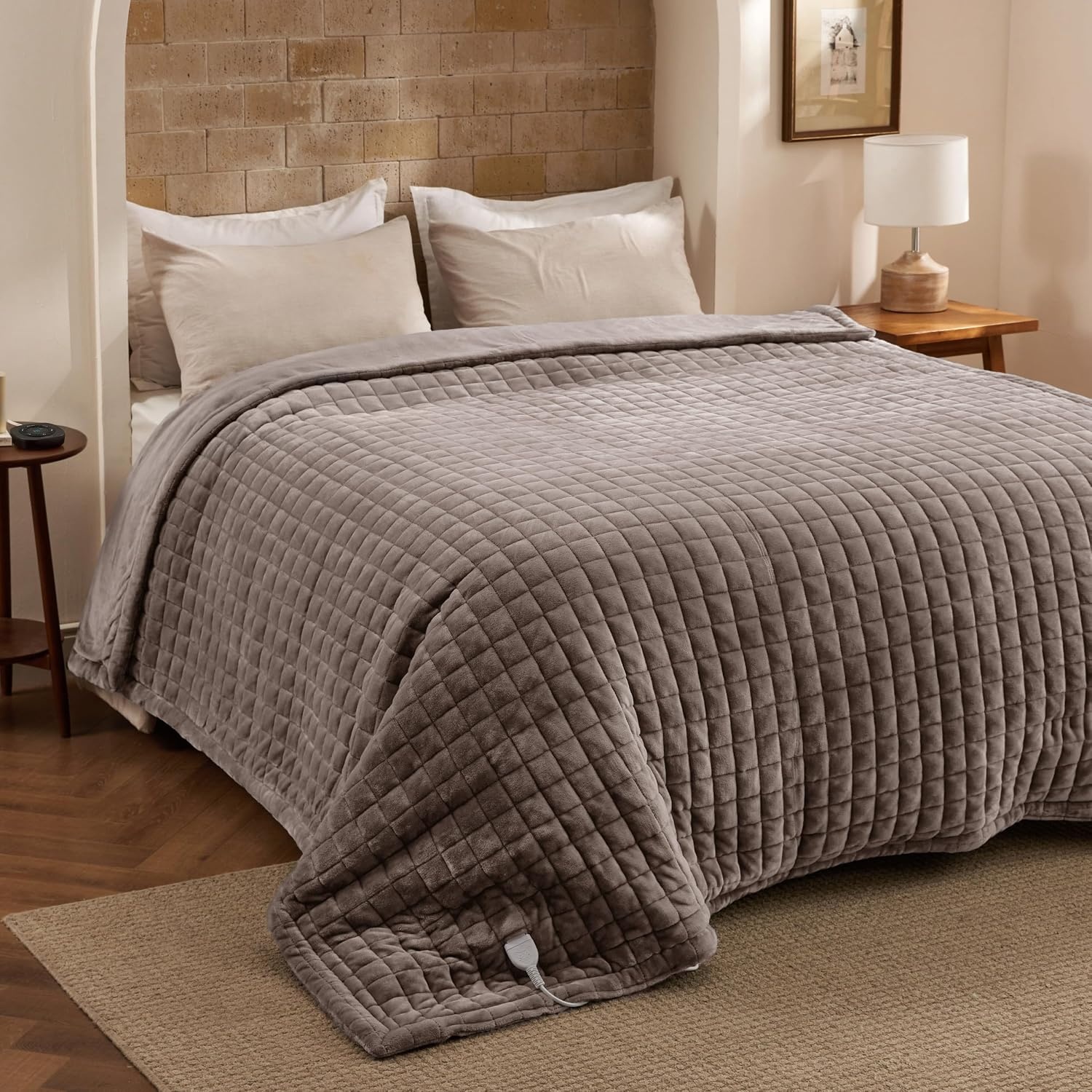 image:imageBedsure Quilted Heated Blanket Queen Size Filled for Extra Warmth Taupe05 Taupe Square