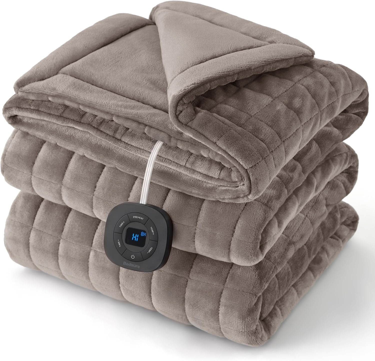image:imageBedsure Quilted Heated Blanket Queen Size Filled for Extra Warmth Taupe05 Taupe Square