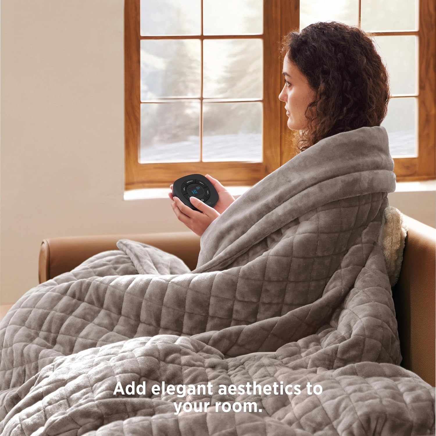 image:imageBedsure Quilted Heated Blanket Queen Size Filled for Extra Warmth Taupe05 Taupe Square