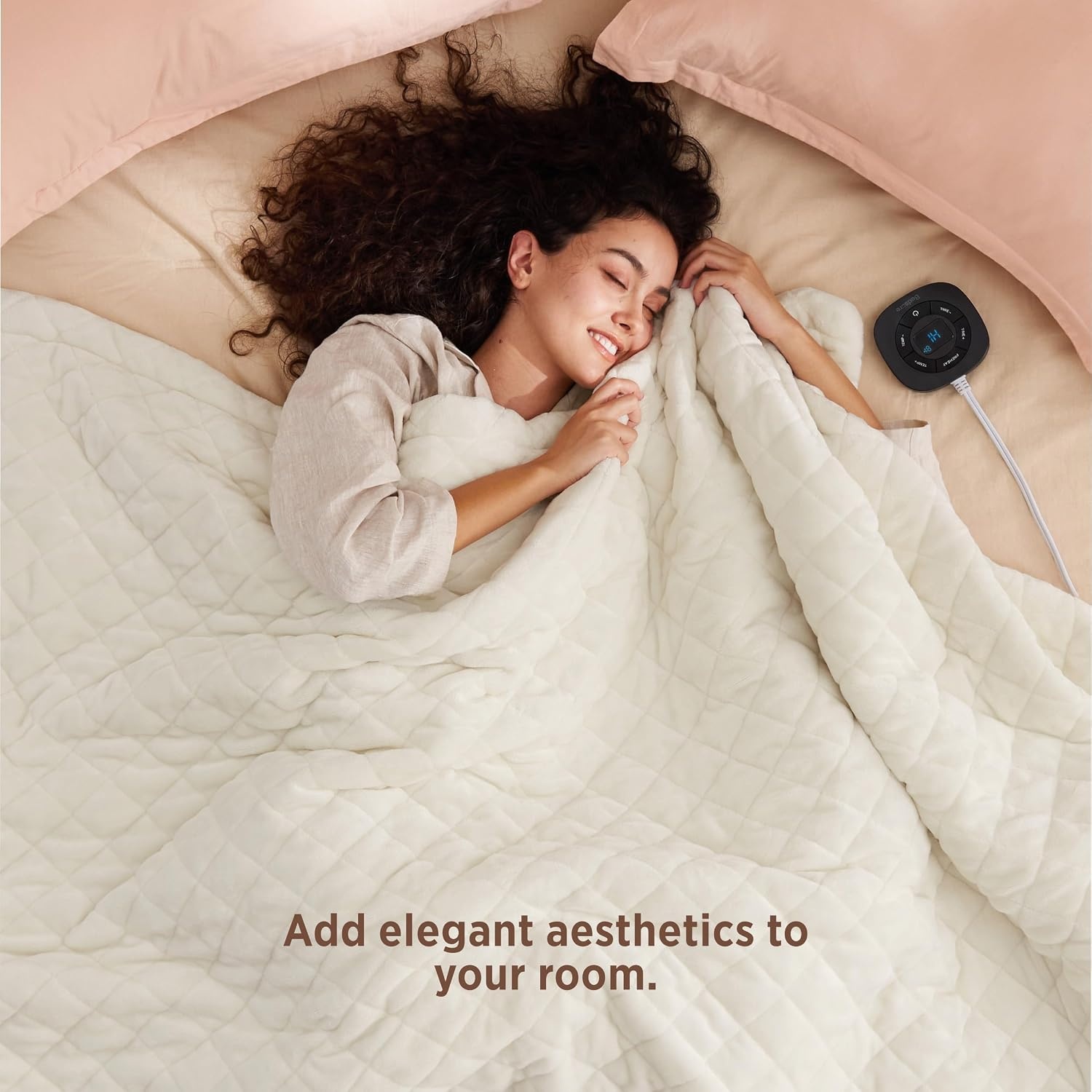 image:imageBedsure Quilted Heated Blanket Queen Size Filled for Extra Warmth Taupe07 Ivory Diamond