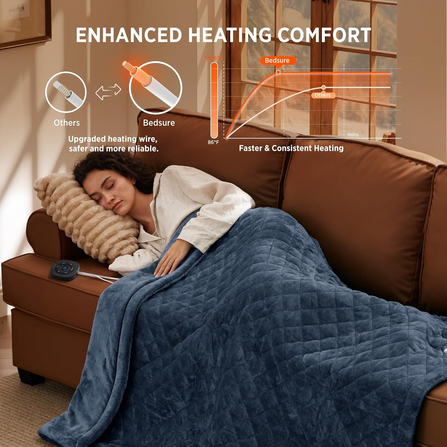 image:imageBedsure Quilted Heated Blanket Queen Size Filled for Extra Warmth Taupe10 Bering Sea Diamond