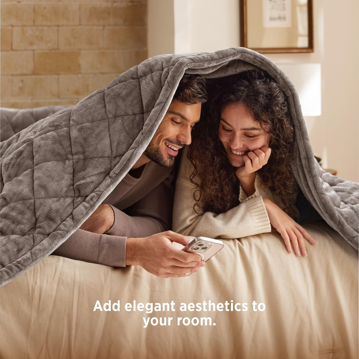 image:imageBedsure Quilted Heated Blanket Queen Size Filled for Extra Warmth Taupe11 Taupe Diamond
