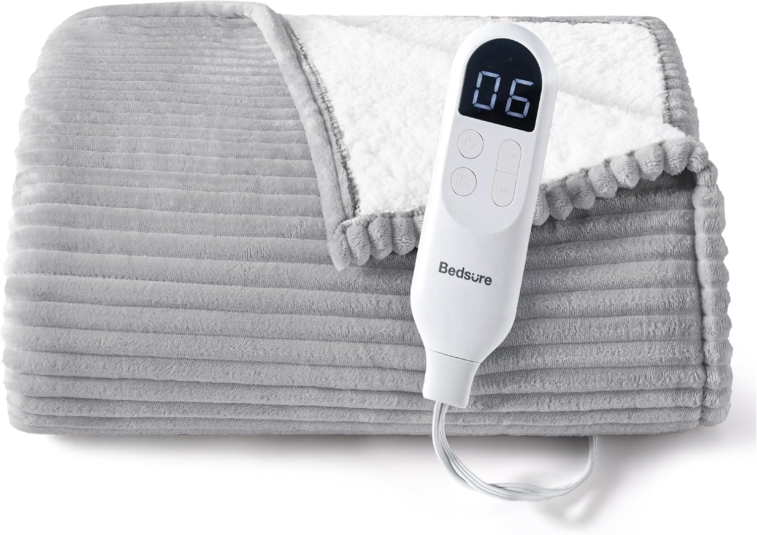 image:imageBedsure Ribbed Electric Blanket Full Navy Heated Blanket Preheat04 Harbor Mist
