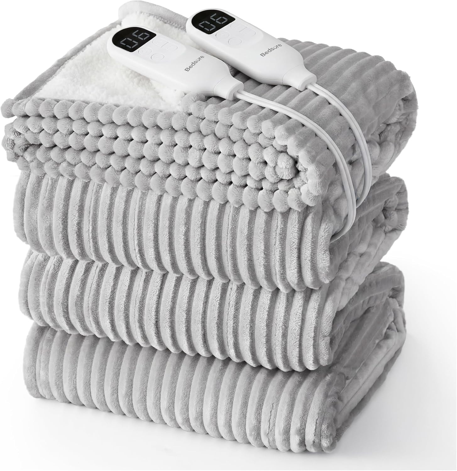 image:imageBedsure Ribbed Electric Blanket Full Navy Heated Blanket Preheat04 Harbor Mist