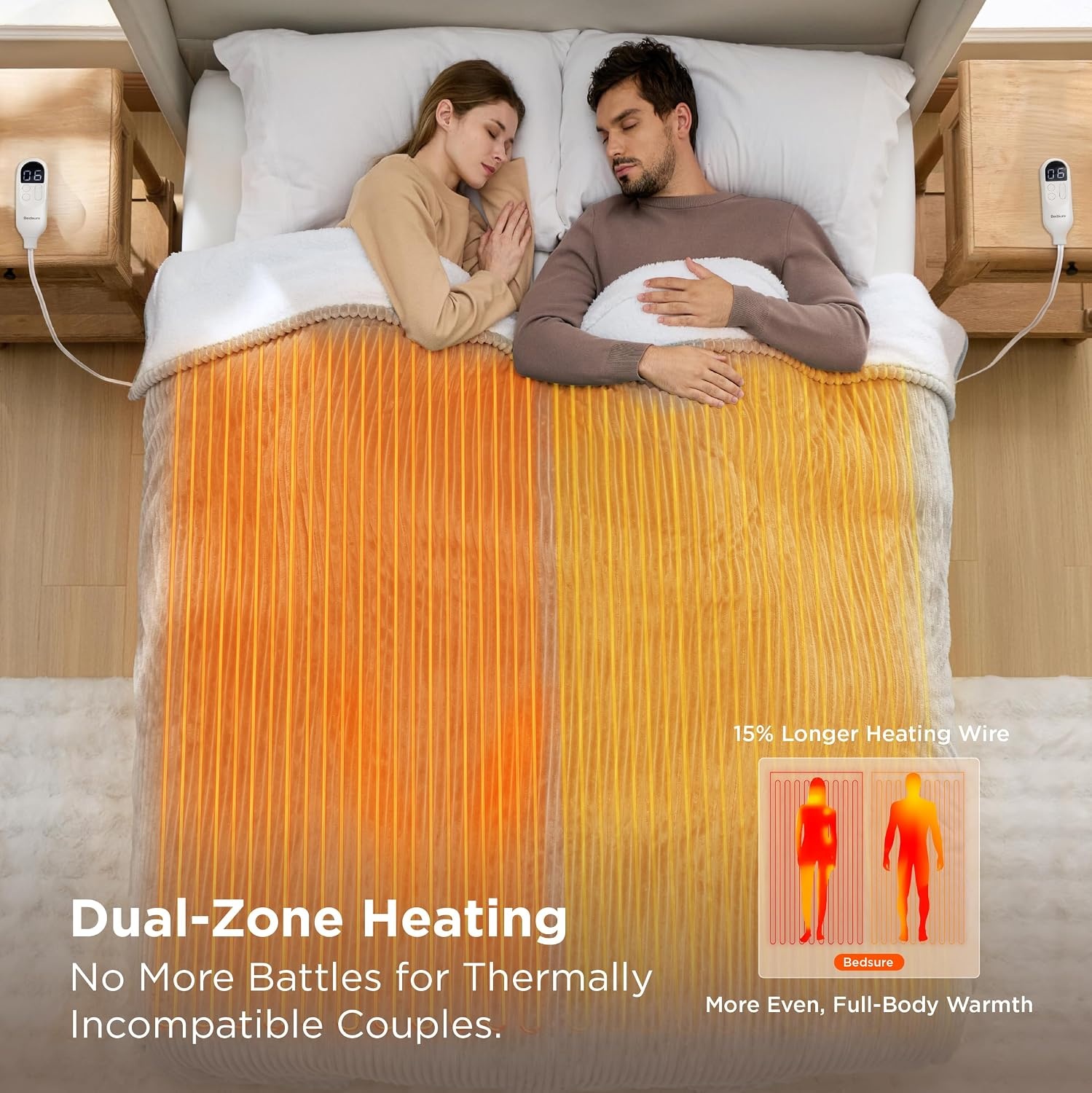 image:imageBedsure Ribbed Electric Blanket Full Navy Heated Blanket Preheat04 Harbor Mist
