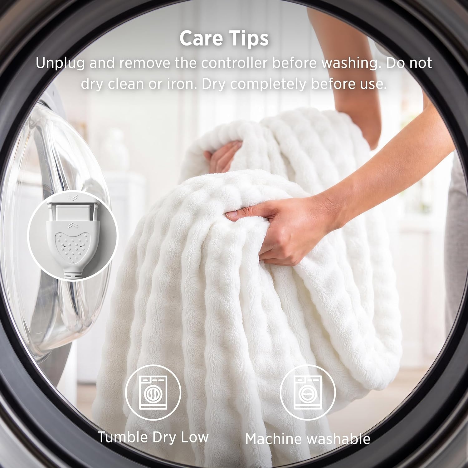 image:imageBedsure Ribbed Electric Blanket Full Navy Heated Blanket Preheat15 White