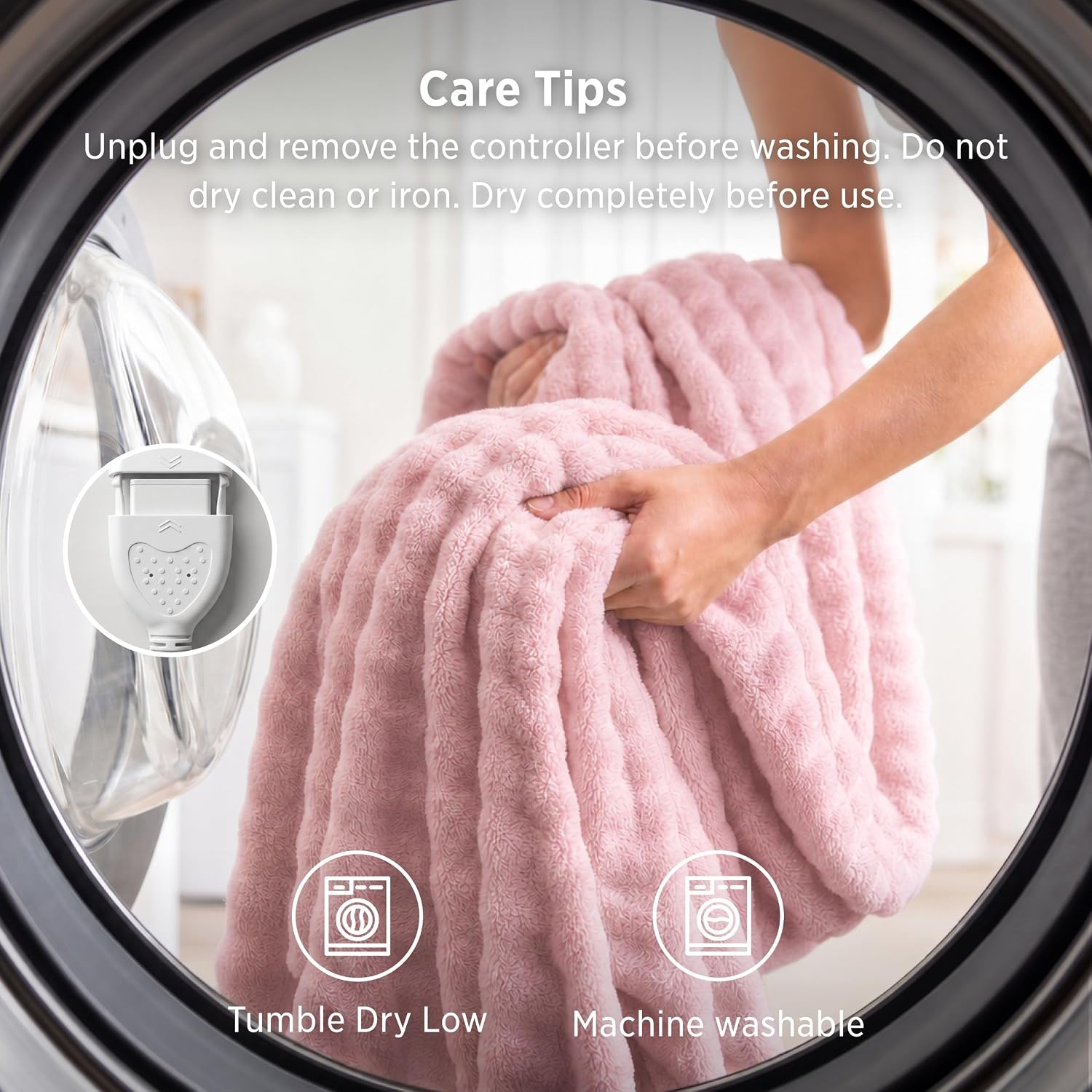 image:imageBedsure Ribbed Electric Blanket Full Navy Heated Blanket Preheat16 Pink