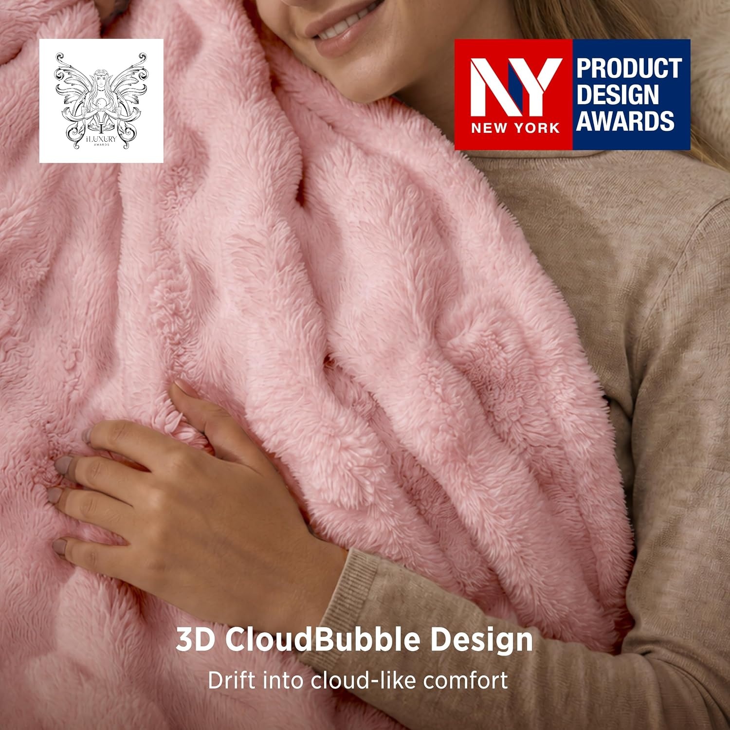image:imageBedsure Ribbed Electric Blanket Full Navy Heated Blanket Preheat16 Pink