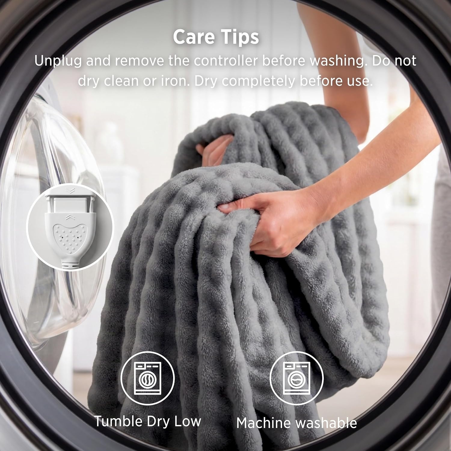image:imageBedsure Ribbed Electric Blanket Full Navy Heated Blanket Preheat18 Grey