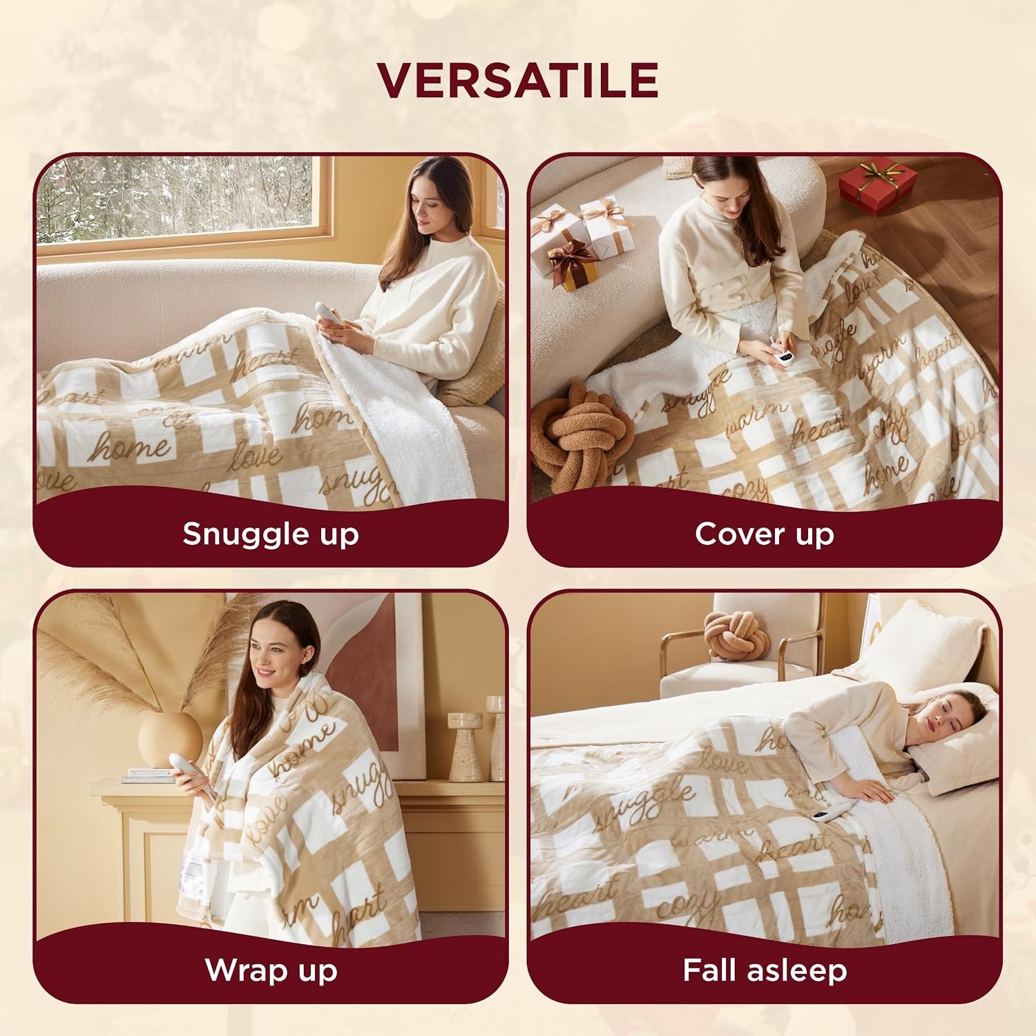 image:imageBedsure Ribbed Electric Blanket Full Navy Heated Blanket Preheat21 Sandy Beige