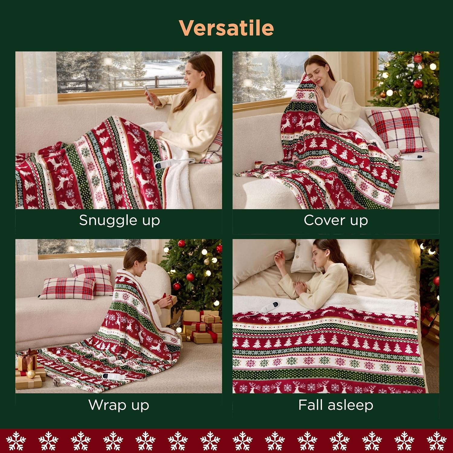 image:imageBedsure Ribbed Electric Blanket Full Navy Heated Blanket Preheat23 Fair Isle