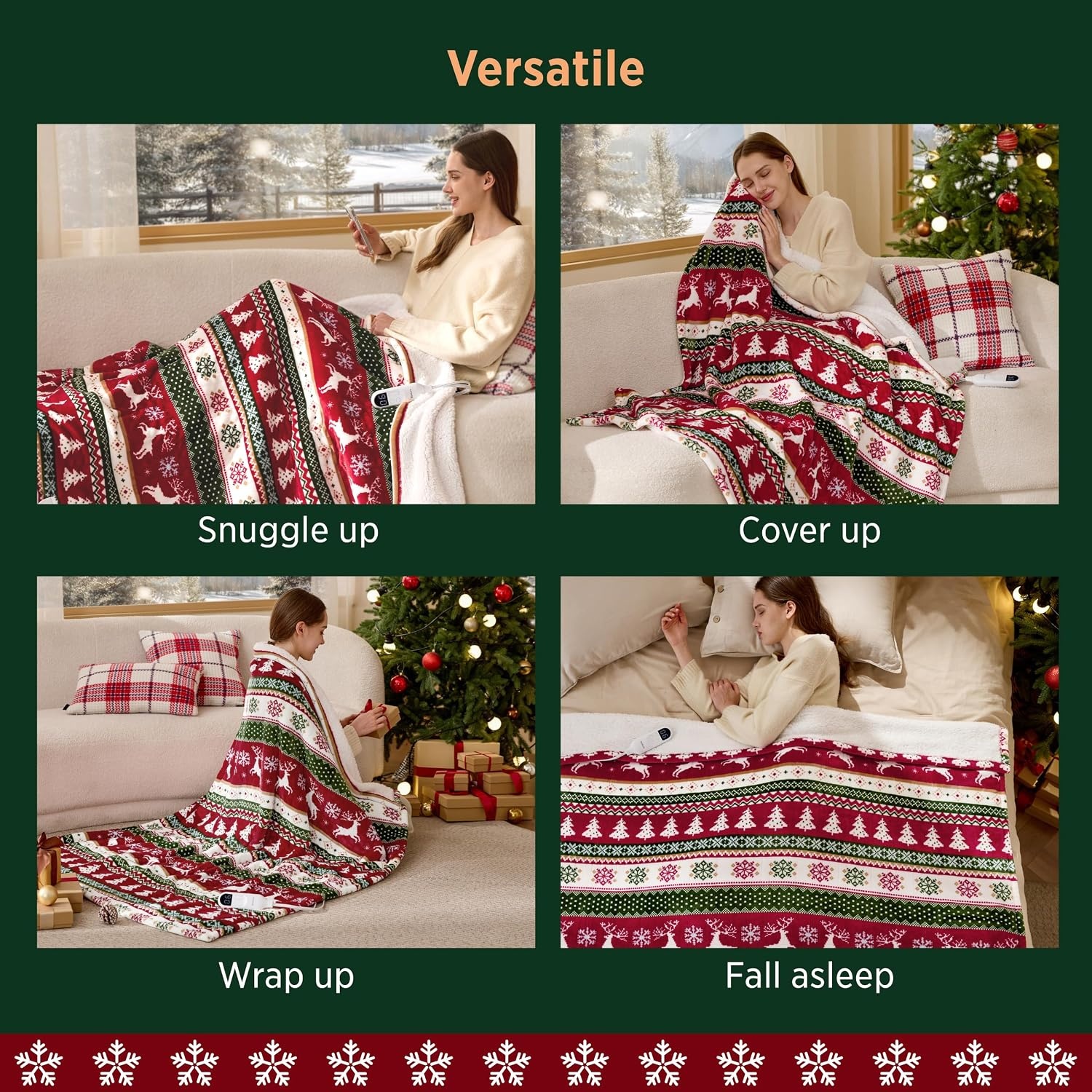 image:imageBedsure Ribbed Electric Blanket Full Navy Heated Blanket Preheat23 Fair Isle