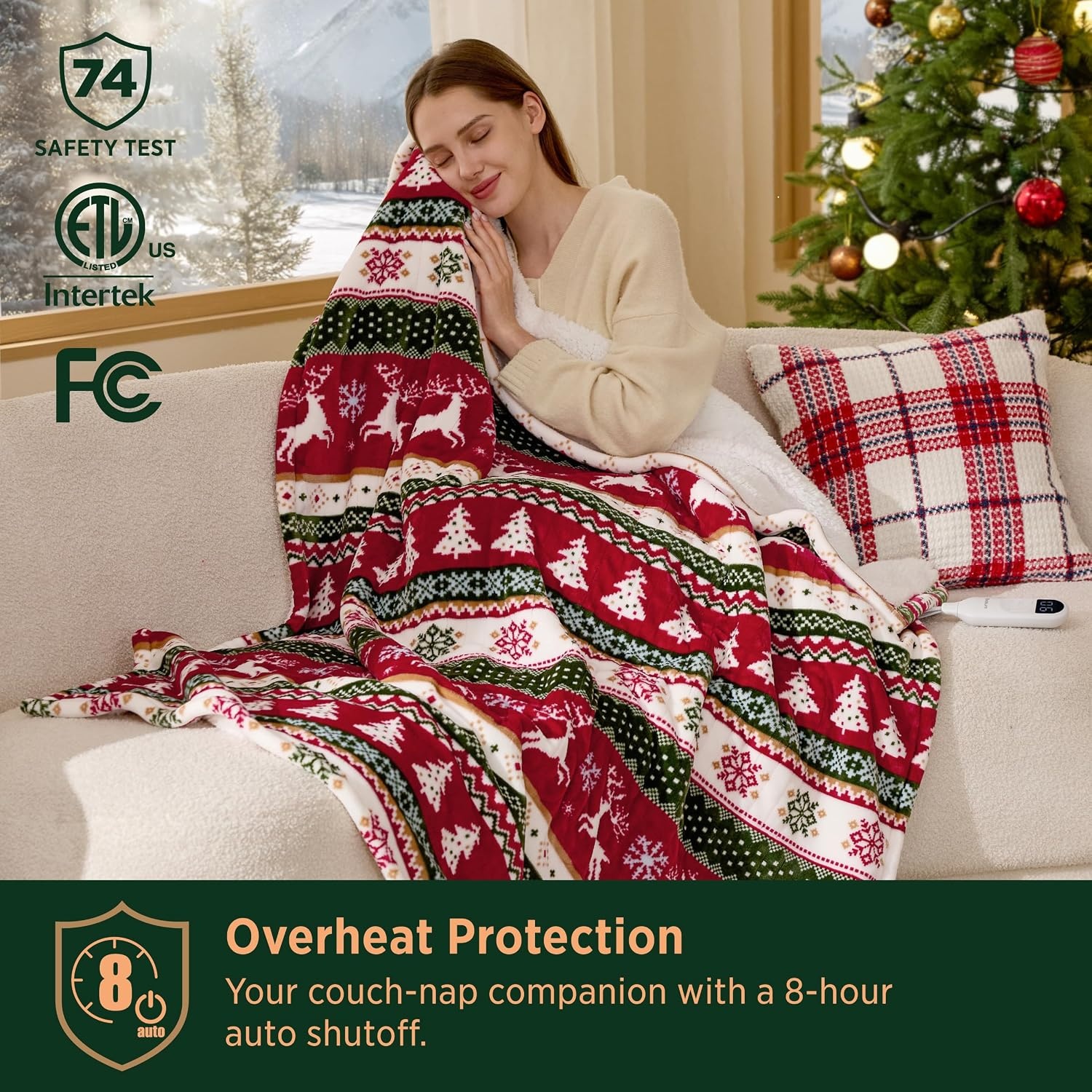image:imageBedsure Ribbed Electric Blanket Full Navy Heated Blanket Preheat23 Fair Isle