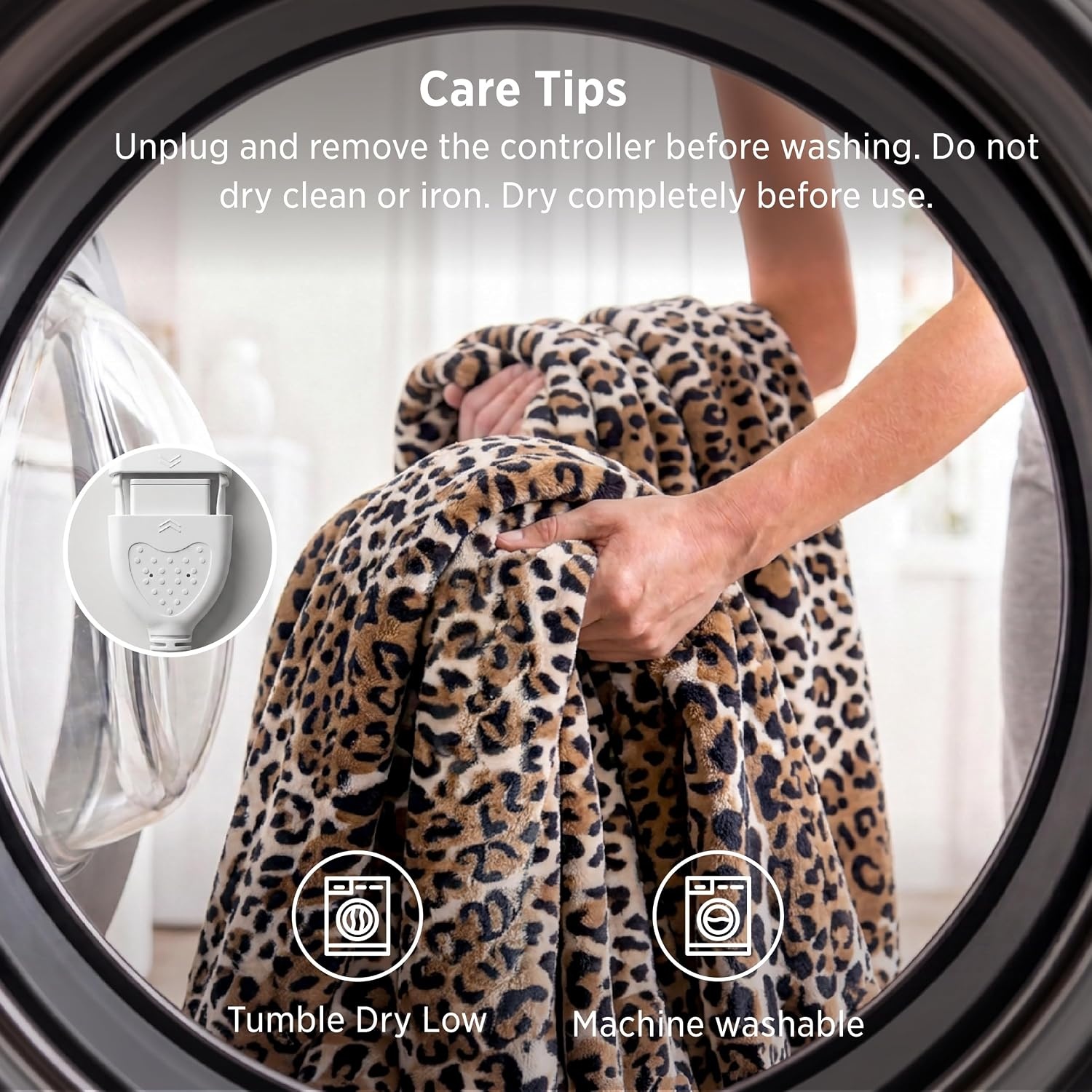 image:imageBedsure Ribbed Electric Blanket Full Navy Heated Blanket Preheat24 Leopard Print
