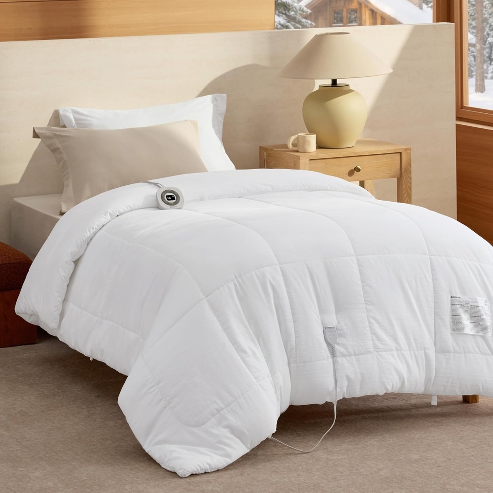 image:imageBedsure HeatX Heated Comforter Duvet Insert Queen Thick Heated Blanket01 White