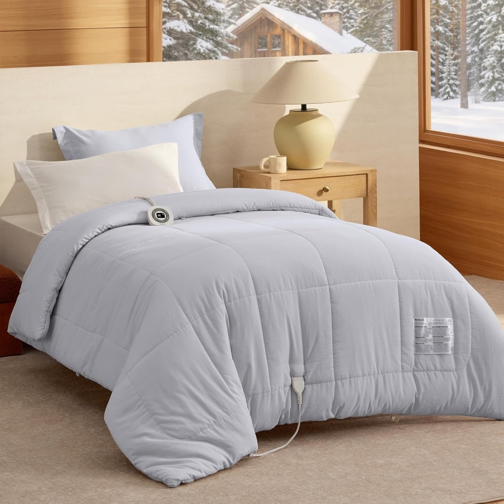 image:imageBedsure HeatX Heated Comforter Duvet Insert Queen Thick Heated Blanket03 Grey