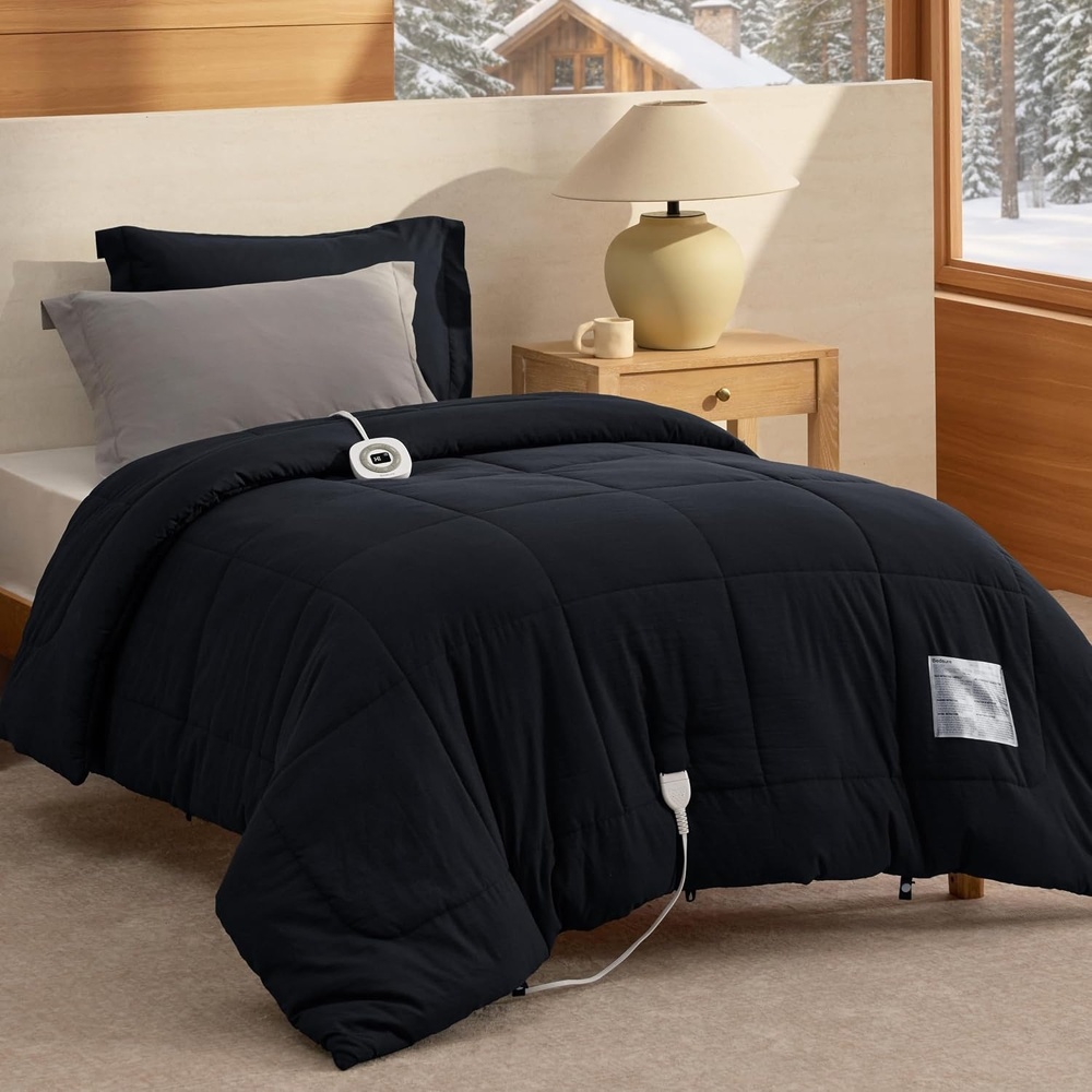 image:imageBedsure HeatX Heated Comforter Duvet Insert Queen Thick Heated Blanket04 Black