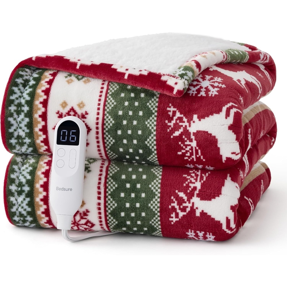 image:imageBedsure Ribbed Electric Blanket Full Navy Heated Blanket Preheat23 Fair Isle