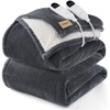 Bedsure HeatX Heated Throw Blanket, Electric Blanket with Preheat, Grey(01 – Grey)