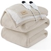 Bedsure HeatX Heated Throw Blanket, Electric Blanket with Preheat, Grey(02 – Beige)