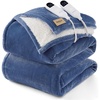 Bedsure HeatX Heated Throw Blanket, Electric Blanket with Preheat, Grey(03 – Blue)