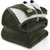 Bedsure HeatX Heated Throw Blanket, Electric Blanket with Preheat, Grey(04 – Olive Green)