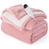 Bedsure HeatX Heated Throw Blanket, Electric Blanket with Preheat, Grey(06 – Pink)