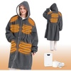 Bedsure Portable Heated Wearable Blanket Hoodie – Faux Cashmere Electric Blanket with 20000mAh Battery Pack, Cordless USB Heated Throw, Winter Gifts for Women, 4 Heat Levels & 4 Timers, 22″x43″, Grey