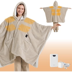 Bedsure Cordless Wearable Heated Blanket Hoodie, Blue Portable Heated Shawl(03 – Cream)