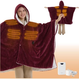 Bedsure Cordless Wearable Heated Blanket Hoodie, Blue Portable Heated Shawl(05 – Burgundy)