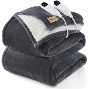 Bedsure HeatX Heated Throw Blanket, Electric Blanket with Preheat, Grey(01 – Grey)