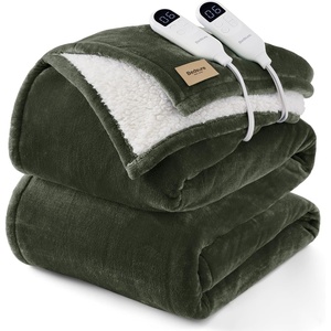 Bedsure HeatX Heated Throw Blanket, Electric Blanket with Preheat, Grey(04 – Olive Green)