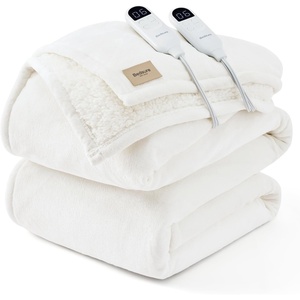 Bedsure HeatX Heated Throw Blanket, Electric Blanket with Preheat, Grey(05 – Coconut White)