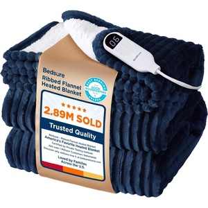 Bedsure Ribbed Electric Blanket Full, Navy Heated Blanket, Preheat(03 – Navy)