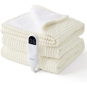 Bedsure Ribbed Electric Blanket Full, Navy Heated Blanket, Preheat(07 – Coconut White)