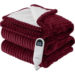 Bedsure Ribbed Electric Blanket Full, Navy Heated Blanket, Preheat(08 – Burgundy)