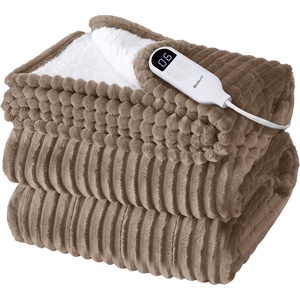Bedsure Ribbed Electric Blanket Full, Navy Heated Blanket, Preheat(09 – Brown)