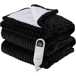Bedsure Ribbed Electric Blanket Full, Navy Heated Blanket, Preheat(10 – Black)