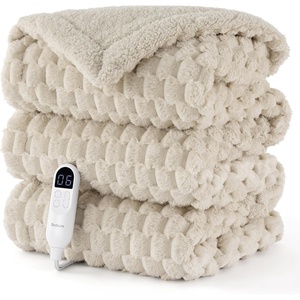 Bedsure Ribbed Electric Blanket Full, Navy Heated Blanket, Preheat(12 – Light Brown)