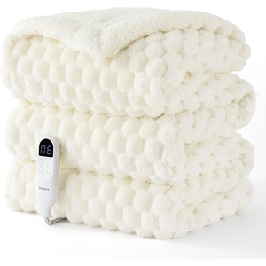 Bedsure Ribbed Electric Blanket Full, Navy Heated Blanket, Preheat(13 – Coconut White)