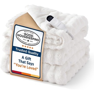 Bedsure Ribbed Electric Blanket Full, Navy Heated Blanket, Preheat(15 – White)