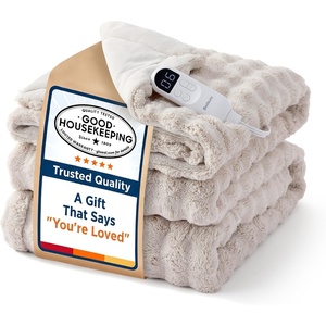 Bedsure Ribbed Electric Blanket Full, Navy Heated Blanket, Preheat(17 – Beige)