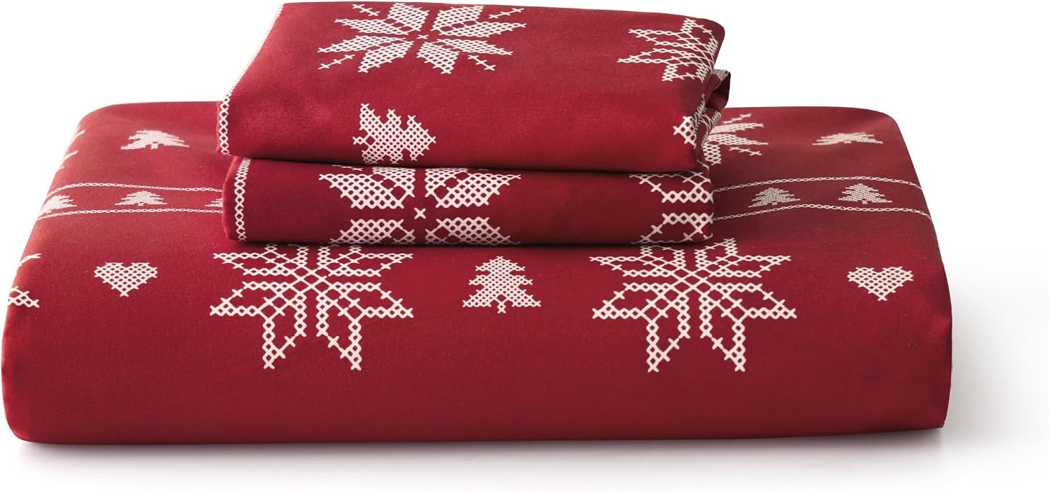 image:imageBedsure Christmas Duvet Cover Queen Size Reversible Bedding Collection with a Festive Wishes Pattern Includes 1 Duvet Cover and 2 Pillow Shams Queen Christmas Wishes04 Snowflake No Comforter